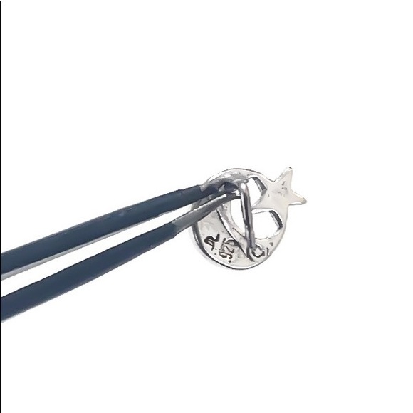 925 Sterling Silver Turquoise Moon Star Nose Ring Stud 20G - Picture 4 of 8